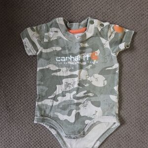 Carhartt Camo and Orange Baby Bodysuit